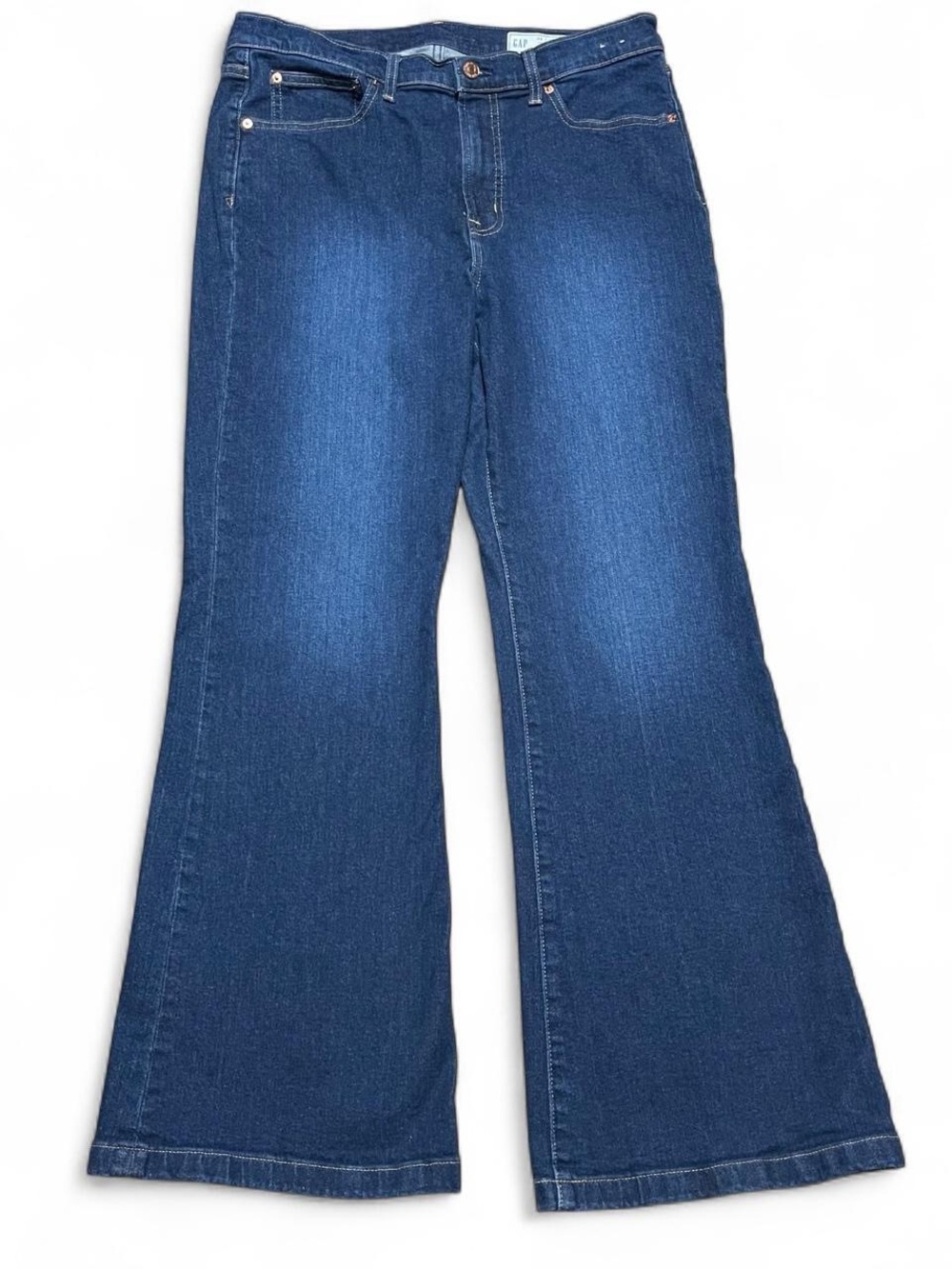 Gap Jeans Women 32|14S Dark Wash '70s Flare High Rise Stretch Denim Wide Leg